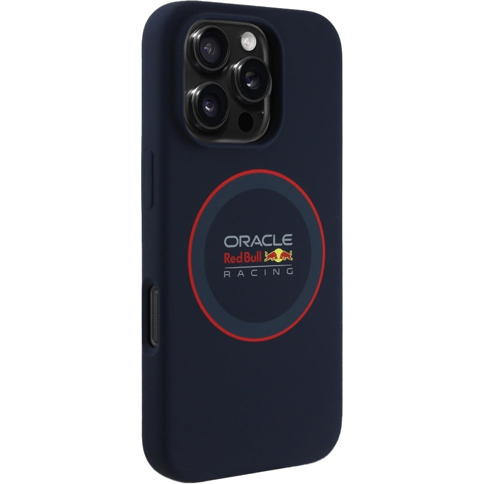Handyhülle für iPhone 16 Pro Max, Red Bull Silicone Red Ring für MagSafe, Dunkelblau
