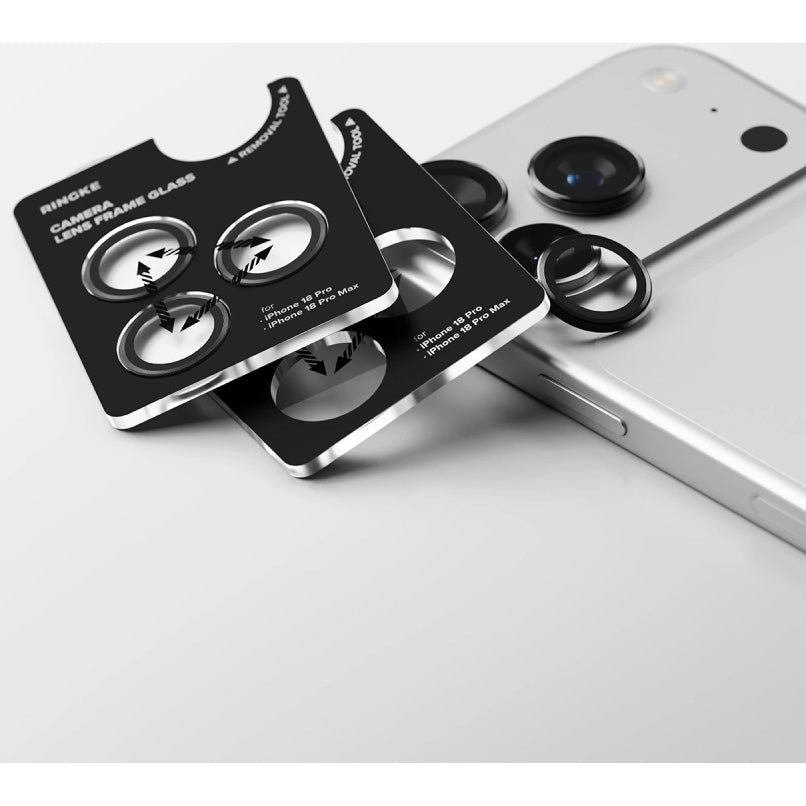 Kameraschutz Ringke Camera Lens Frame Glass für iPhone 18 Pro Max / 18 Pro, Schwarzer Rahmen (7/8)