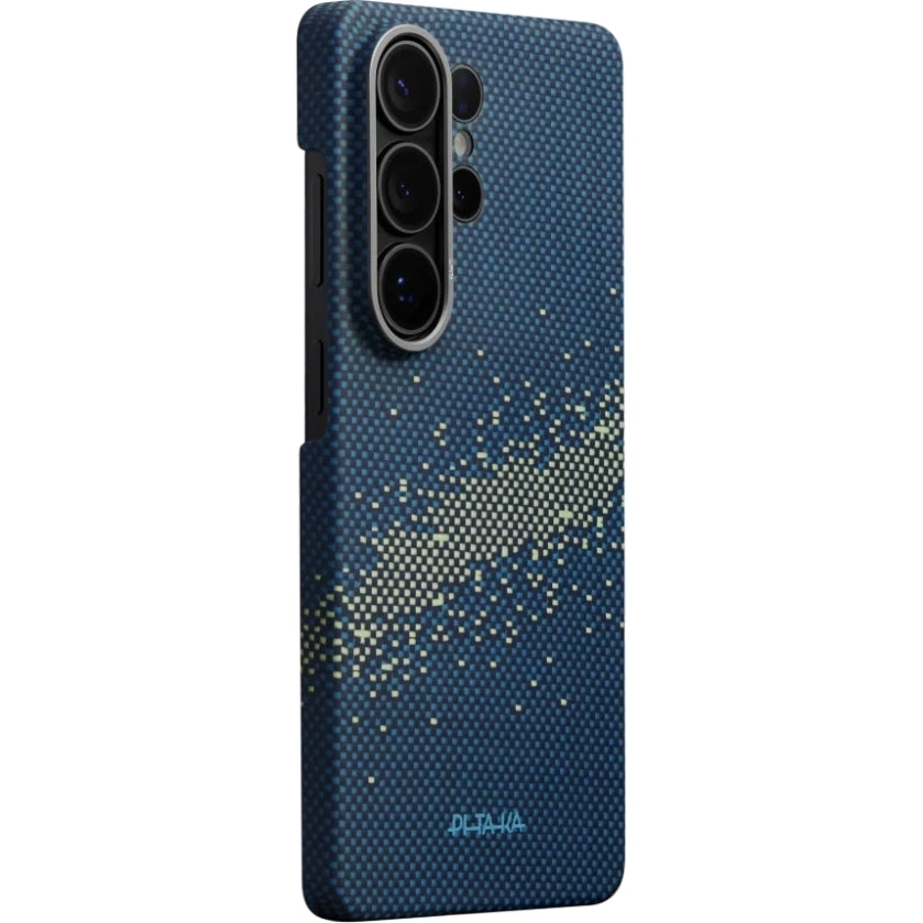 Aramid Handyhülle für Galaxy S26 Ultra, Pitaka Edge Case, mit programmierbaren Tasten Aaron Button, mit MagSafe, Grün und Gelb mit Kevlar (1/5)