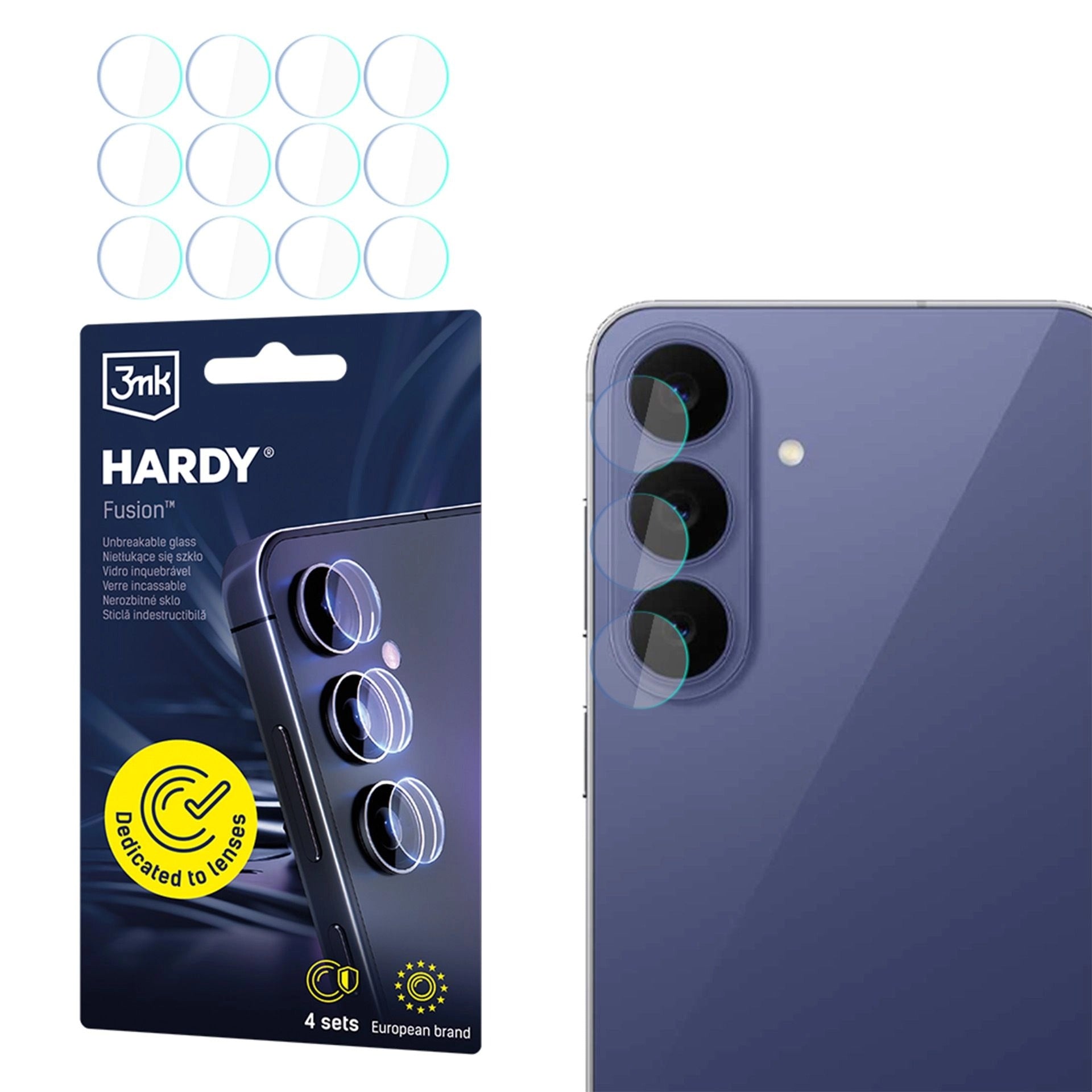 4x Hybridglas Kameraschutz für Linsen für Galaxy S26 FE, 3mk Hardy Fusion Lens Protection (1/10)