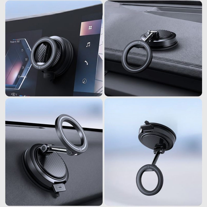 Magnetische Autohalterung für MagSafe für Smartphone, für Armaturenbrett oder Windschutzscheibe, Spigen STK100 VacuumLock Magnetic Car Mount, Schwarz