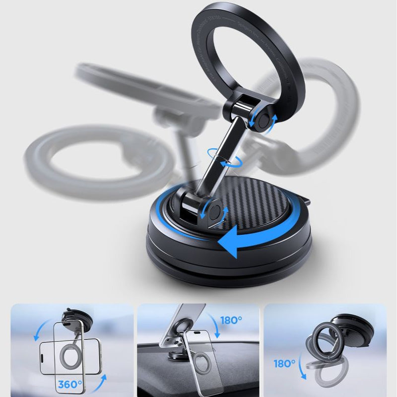 Magnetische Autohalterung für MagSafe für Smartphone, für Armaturenbrett oder Windschutzscheibe, Spigen STK100 VacuumLock Magnetic Car Mount, Schwarz