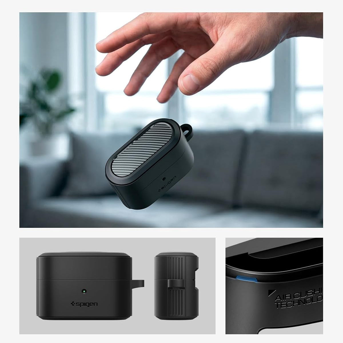 Schutzhülle für Sony WF-1000XM6, Spigen Rugged Armor, Schwarz