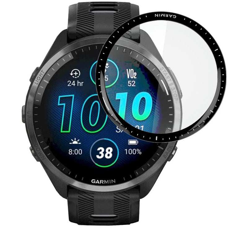 Gehärtetes Glas Hofi Hybrid Pro+ für Garmin Forerunner 965, Schwarzer Rahmen