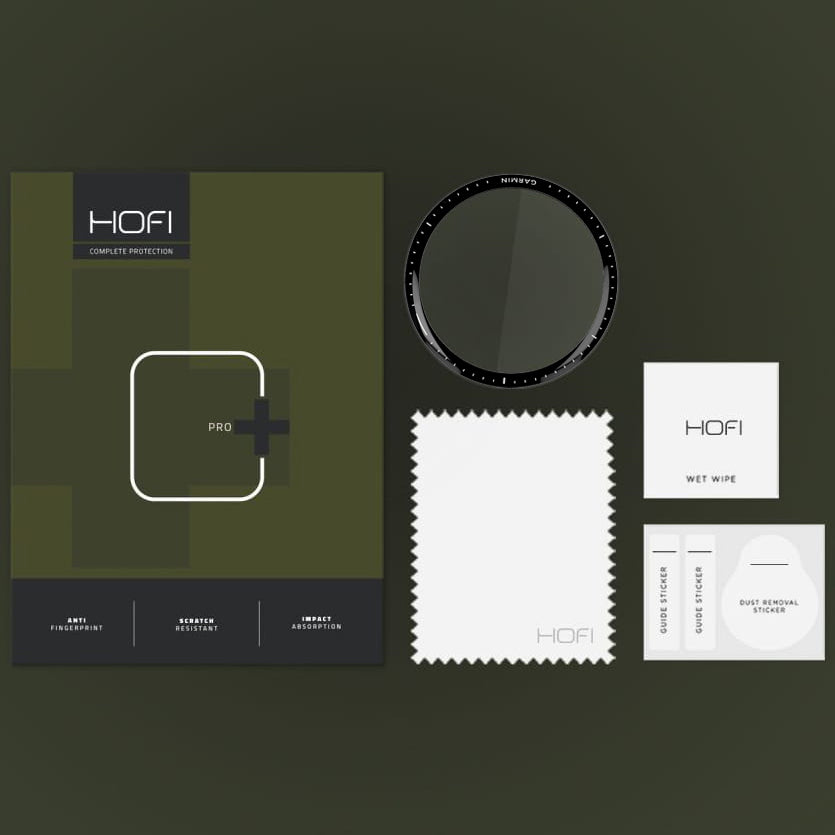 Gehärtetes Glas Hofi Hybrid Pro+ für Garmin Forerunner 965, Schwarzer Rahmen