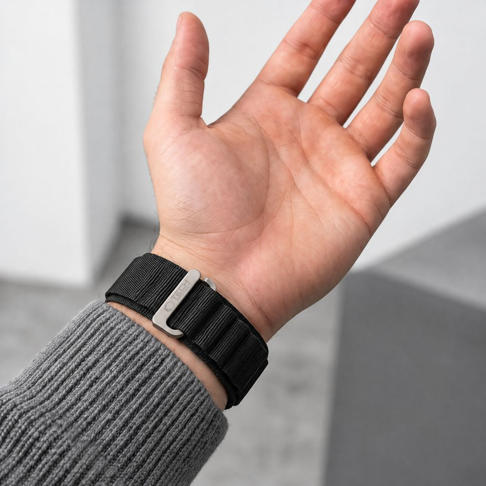 Armband für Apple Watch 49/46/45/44 mm, Tech Protect Nylon Pro, Schwarz (3/7)