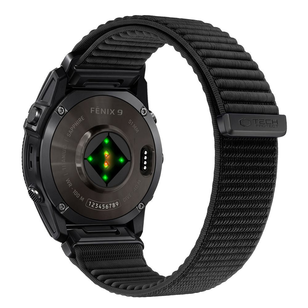 Armband für QuickFit 26 mm, Tech Protect NylonLoop, Schwarz (1/9)