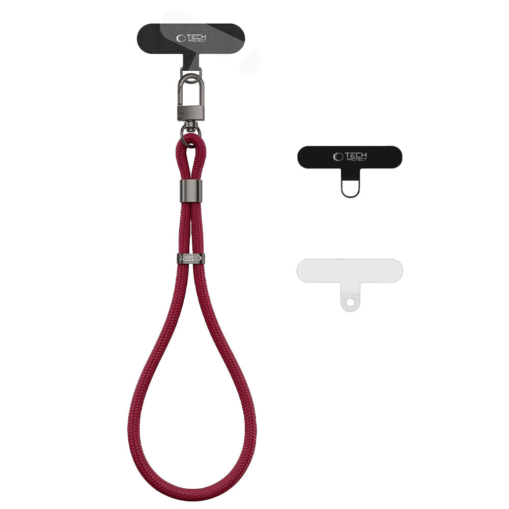 Handy Lanyard für das Handgelenk, universell, Tech-Protect C11S Rope Wrist Strap, Burgunderrot