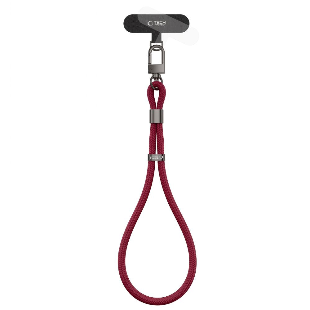 Handy Lanyard für das Handgelenk, universell, Tech-Protect C11S Rope Wrist Strap, Burgunderrot