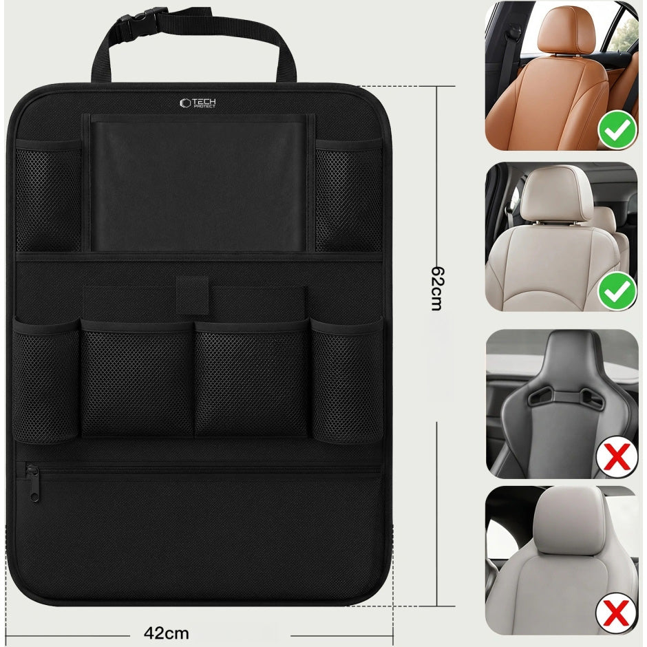 Organizer für die Rückenlehne im Auto, Tech-Protect UCA200, Schwarz