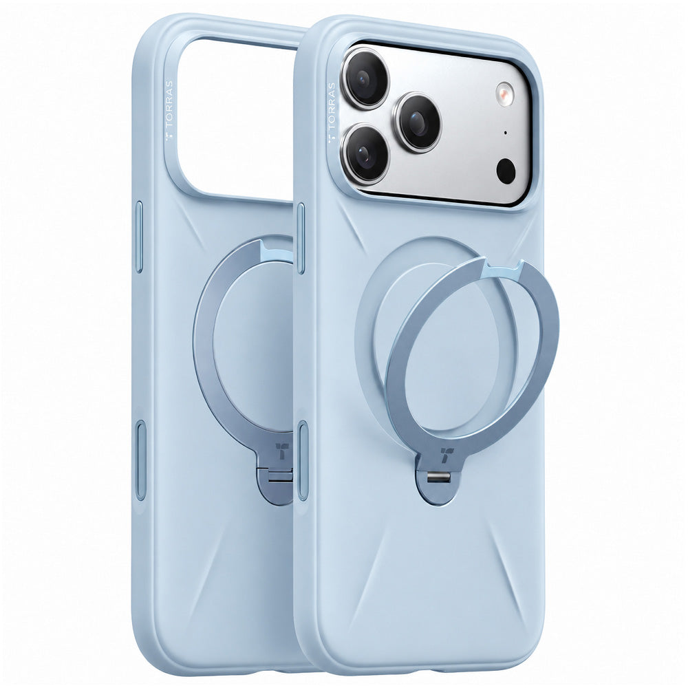 Handyhülle mit 360° drehbarem Standfuß mit MagSafe für iPhone 18 Pro Max / 17 Pro Max, Torras Q3 Silicone, Blau (2/9)