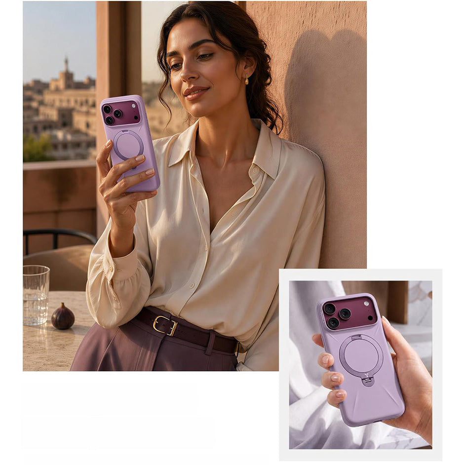 Handyhülle mit 360° drehbarem Standfuß mit MagSafe für iPhone 18 Pro Max / 17 Pro Max, Torras Q3 Silicone, Violett (5/9)