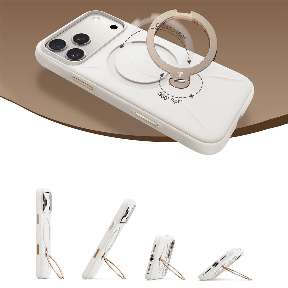 Handyhülle mit 360° drehbarem Standfuß mit MagSafe für iPhone 18 Pro Max / 17 Pro Max, Torras Q3 Silicone, Weiß (5/7)