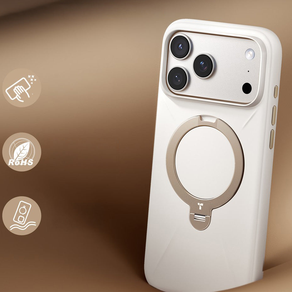 Handyhülle mit 360° drehbarem Standfuß mit MagSafe für iPhone 18 Pro Max / 17 Pro Max, Torras Q3 Silicone, Weiß (7/7)