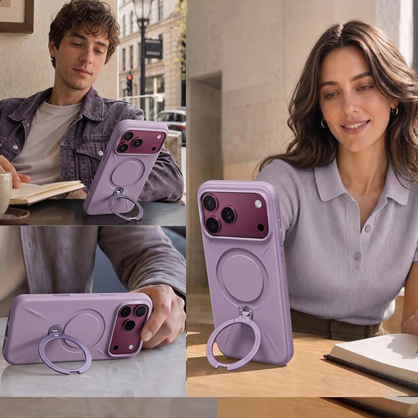 Handyhülle mit 360° drehbarem Standfuß mit MagSafe für iPhone 18 Pro / 17 Pro, Torras Q3 Silicone, Violett (4/9)