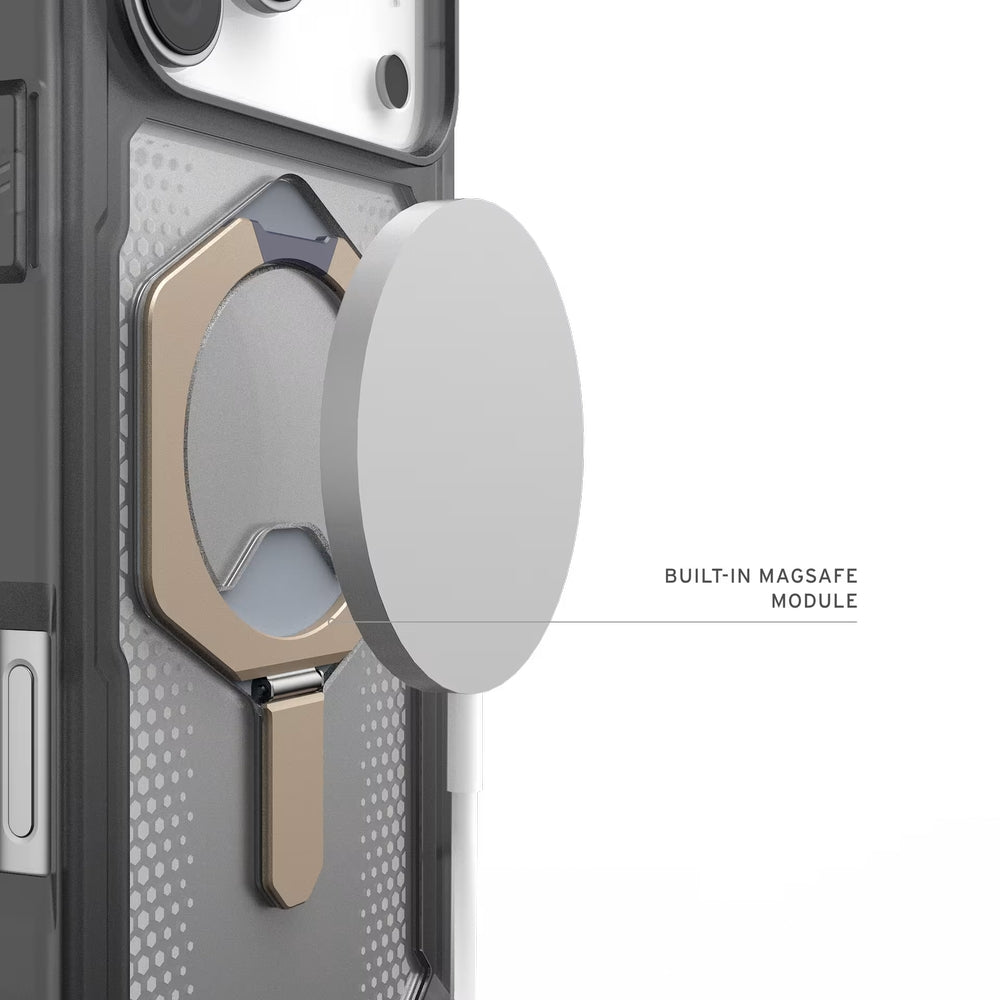 Handyhülle mit Ring für iPhone 18 Pro Max / 17 Pro Max, UAG Plasma XTE 360 mit MagSafe, Transparent und Grau mit orangem Element (7/11)