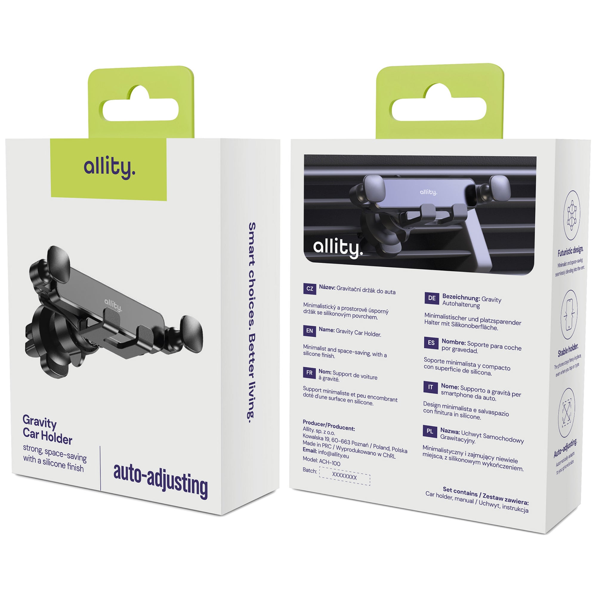 Auto Handyhalterung für den Lüftungsschlitz, Allity ACH-100, Schwarz