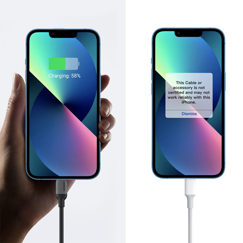 Kabel Ugreen USB-C zu Lightning, 20W, 480 Mbps, PD, 1m, Schwarz