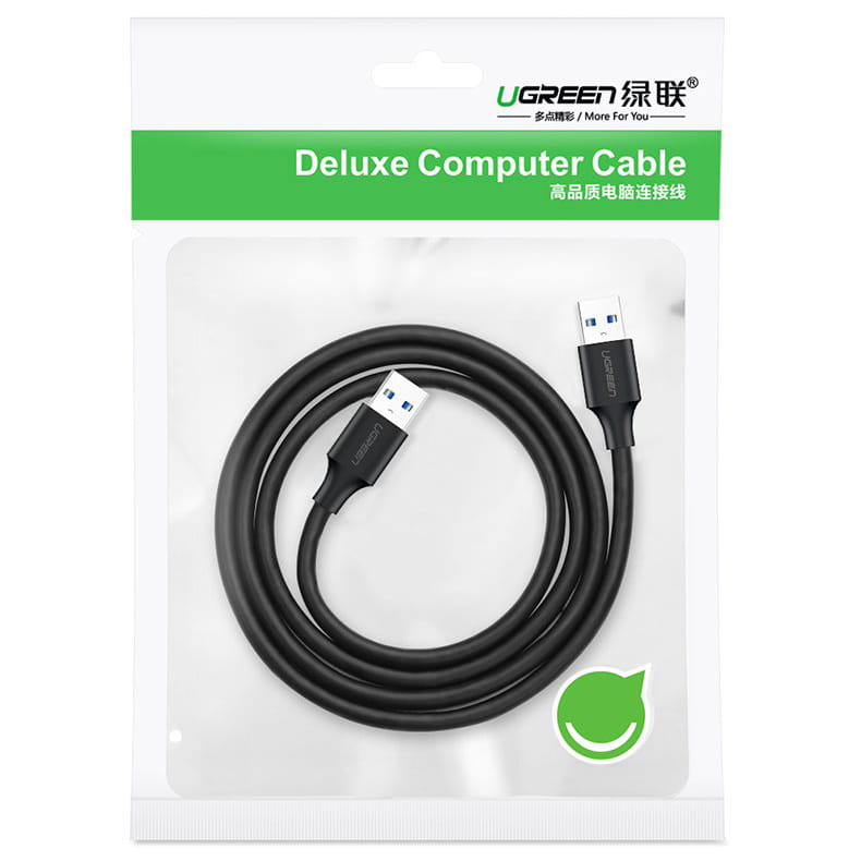 Kabel Ugreen USB 2.0 (Stecker) zu USB 2.0 (Stecker), 2m, Schwarz