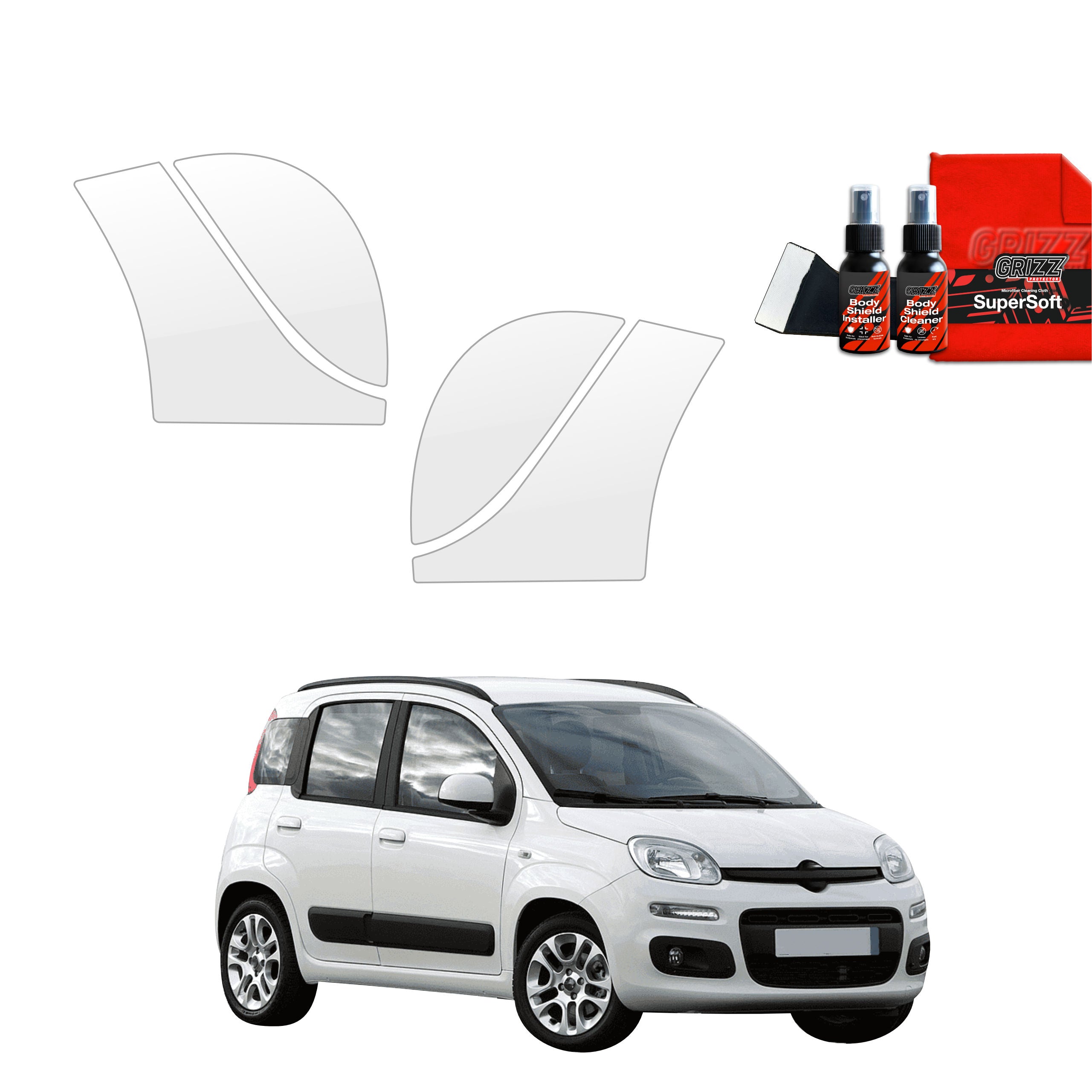 4in1 Schutzfolie Grizz Protector für hinteren & vorderen Seitenschwelle - Fiat Panda 3 Hatchback 5D (2011-2016)