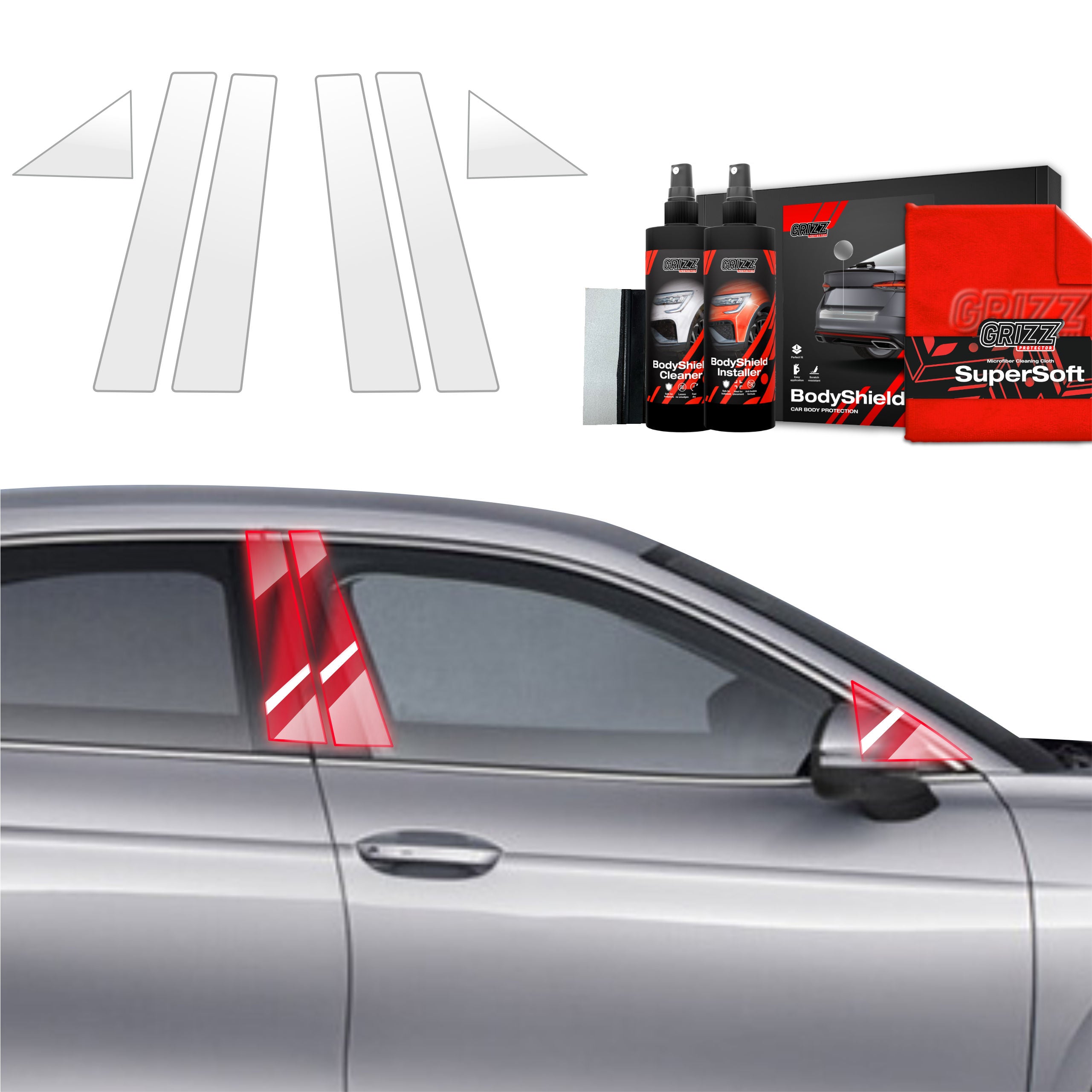 6in1 Schutzfolie Grizz Protector für A-B-Säule - Skoda Superb 4 Liftback (2024-2026)
