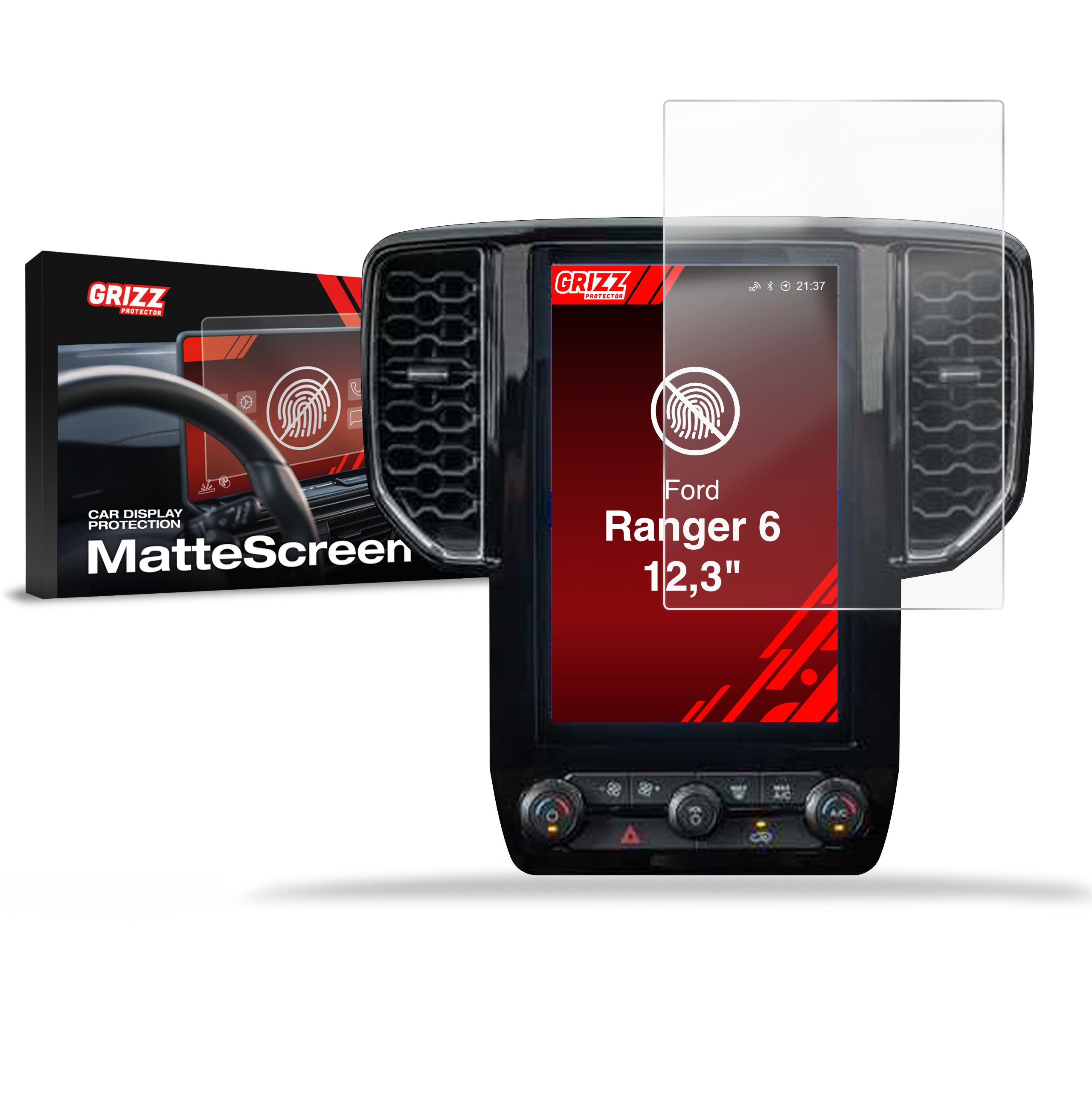 Matte Autodisplayfolie für Ford Ranger 6 12,3" (2021-2026), Grizz Protector