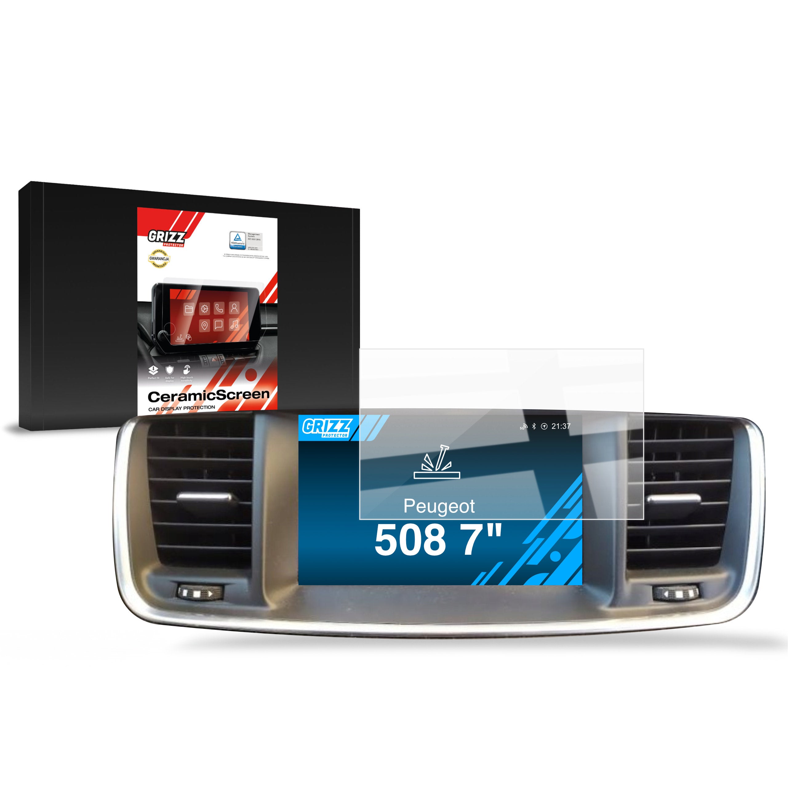 Keramische Autodisplayfolie für Peugeot 508 7" (2010-2018), Grizz Protector