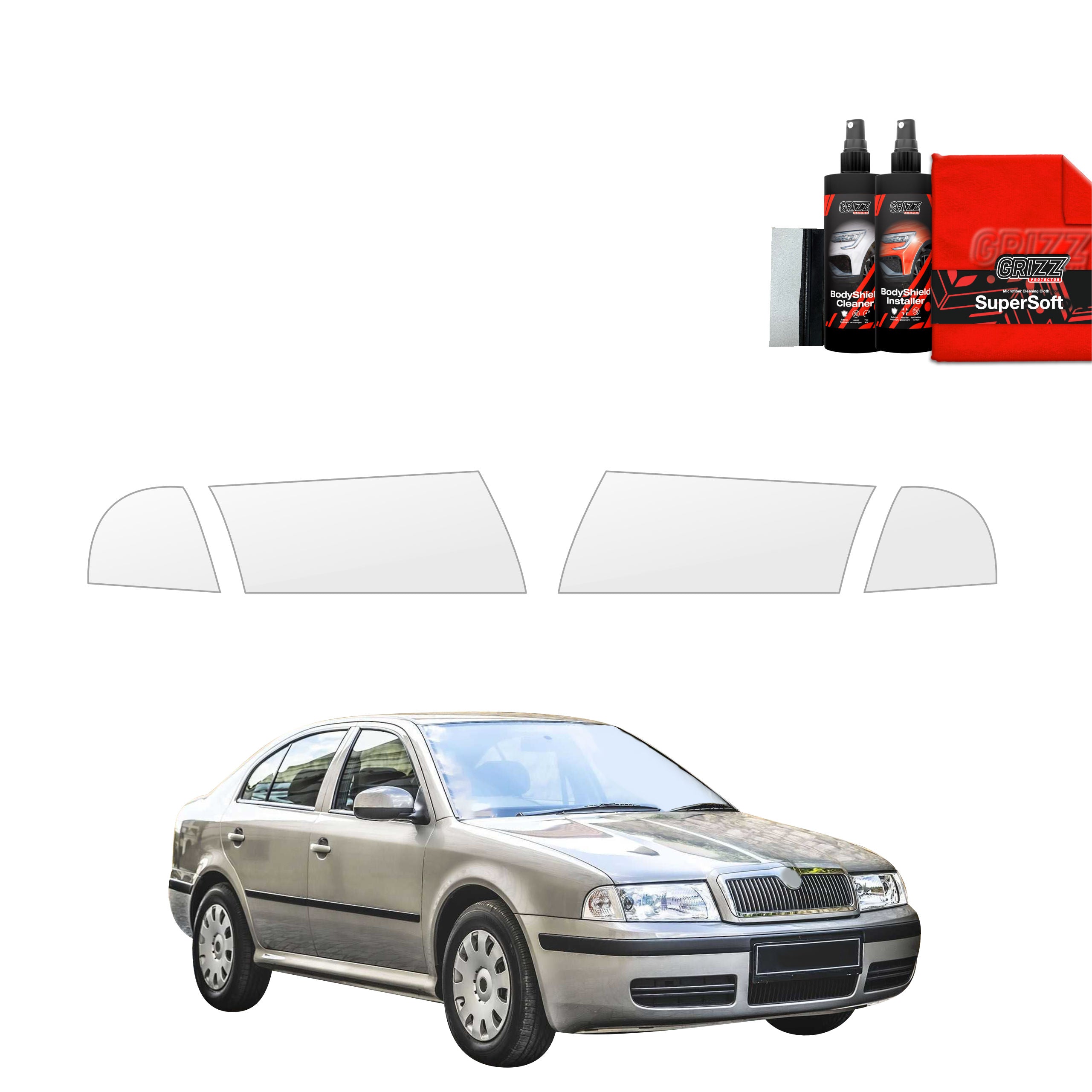 4in1 Schutzfolie Grizz Protector für Scheinwerfer - Skoda Octavia (1996-2010)