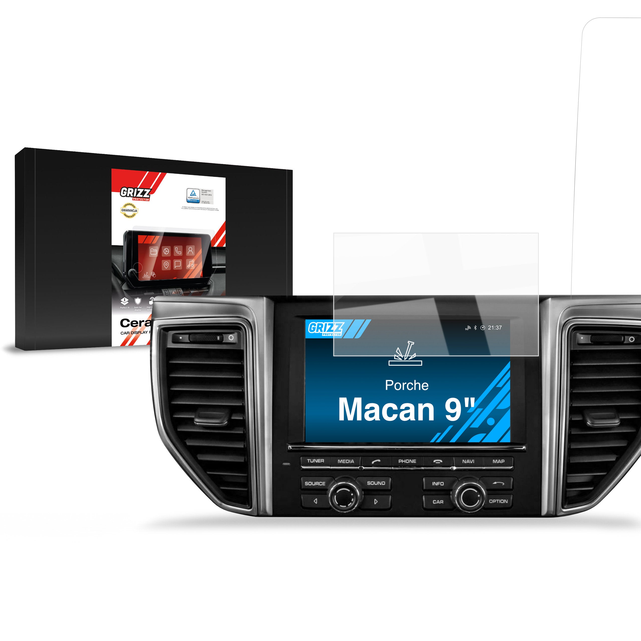 Keramische Autodisplayfolie für Porsche Macan 9" (2014-2018), Grizz Protector