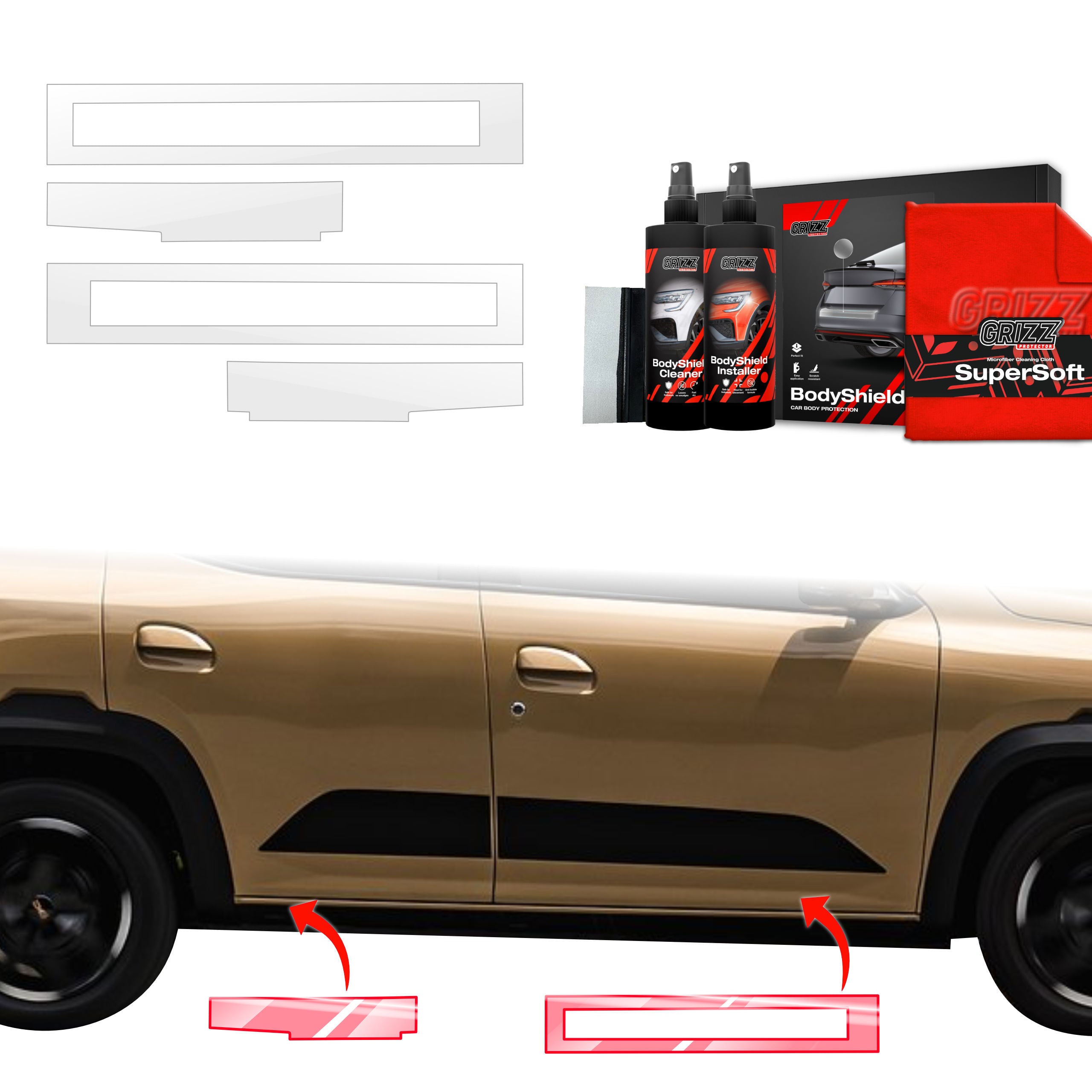 4in1 Schutzfolie Grizz Protector für Schweller - Dacia Spring (2024-2026)