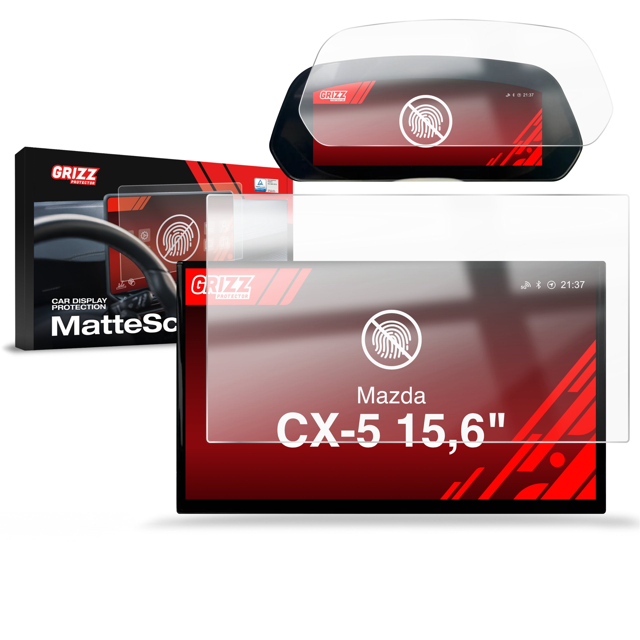 Matte Autodisplayfolie 2in1 für Mazda CX-5 15,6" (2026), Grizz Protector