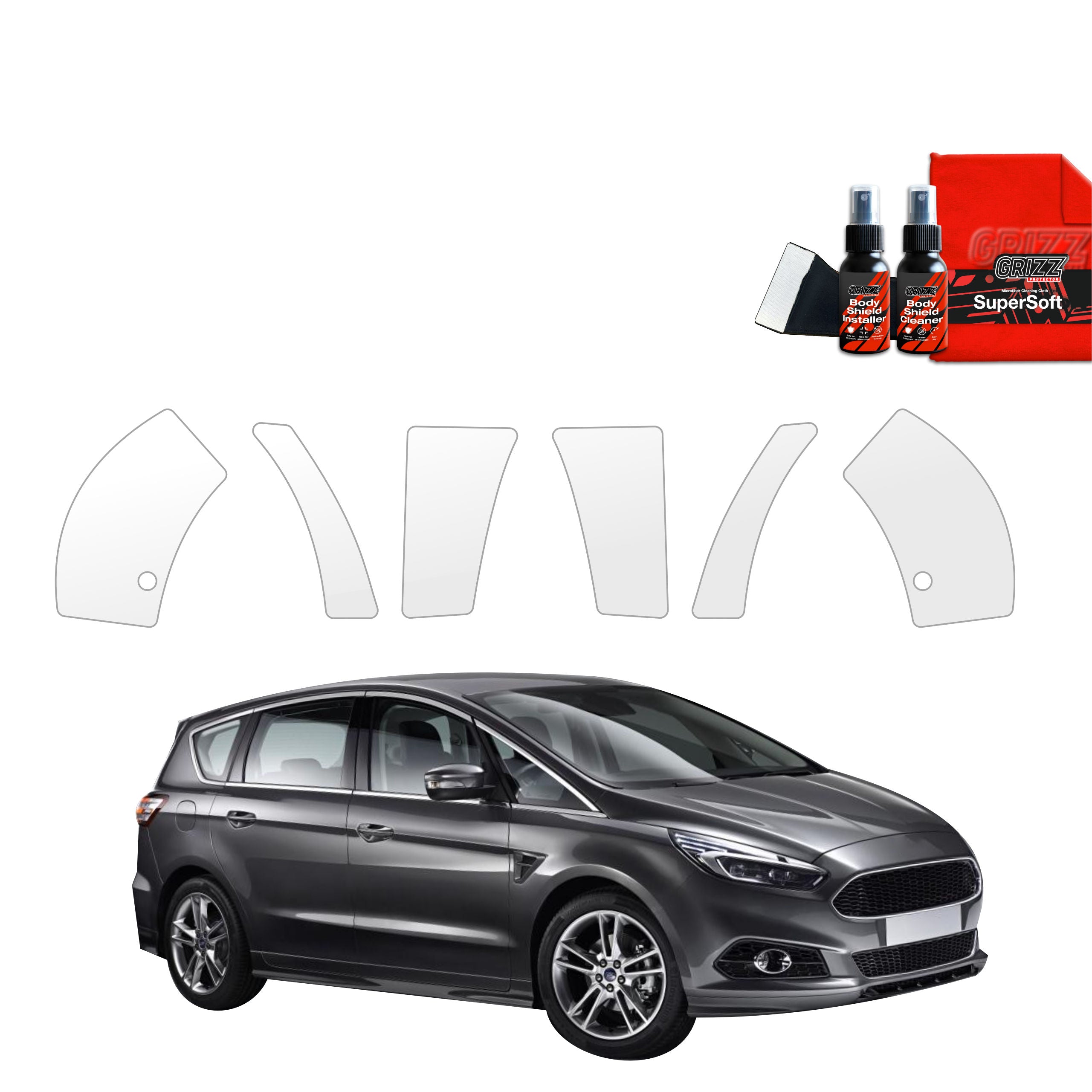 6in1 Schutzfolie Grizz Protector für hinteren & vorderen Seitenschwelle - Ford S-Max MK2 (2015-2019)