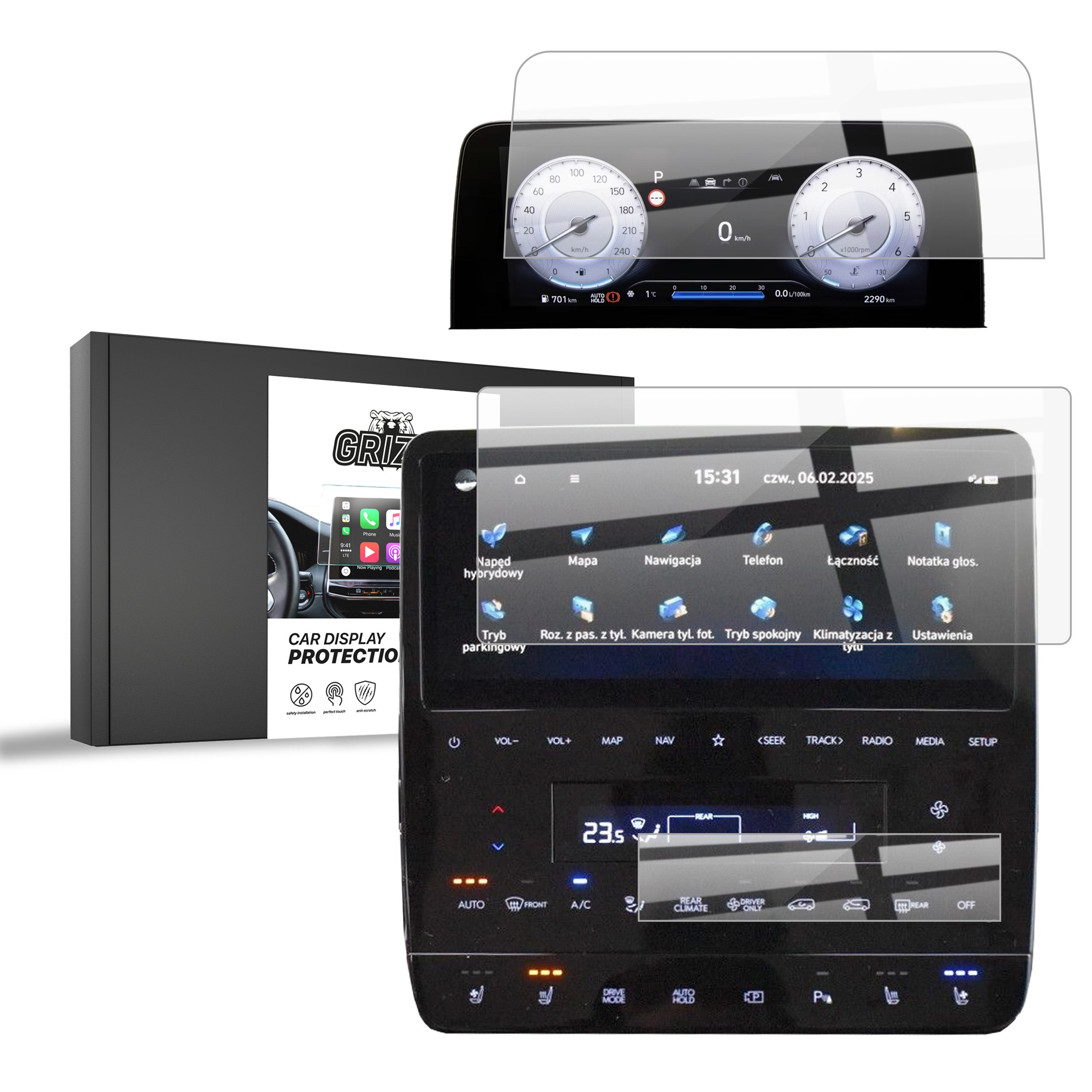 Keramische Autodisplayfolie 3in1 für Hyundai Staria 10,25" (2021-2026), Grizz Protector