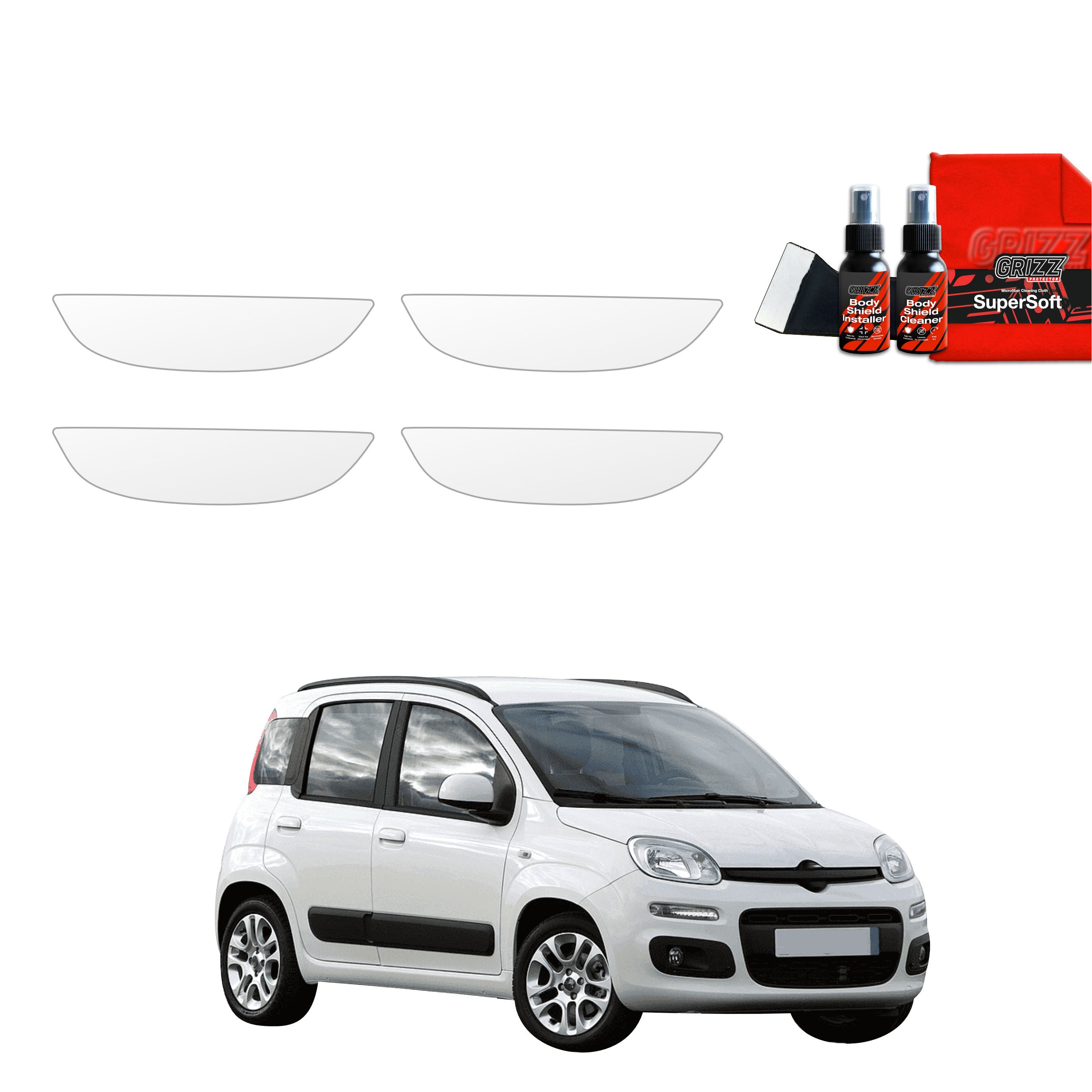 4in1 Schutzfolie Grizz Protector für Türgriffmulden - Fiat Panda 3 Hatchback 5D (2011-2016)