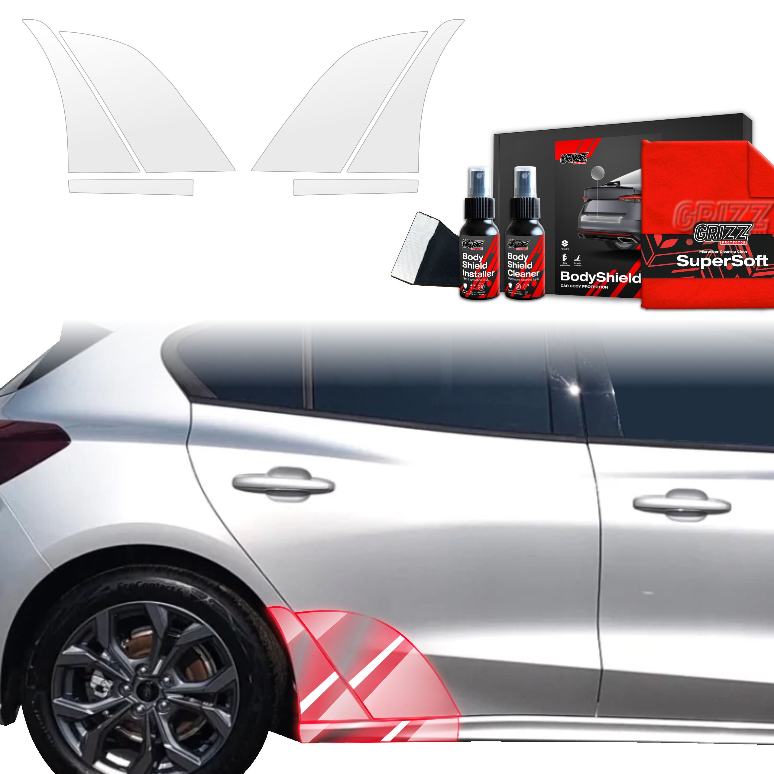 6in1 Schutzfolie Grizz Protector für hinteren Seitenschweller - Ford Focus ST-Line X Hatchback Facelift (2021-2025)