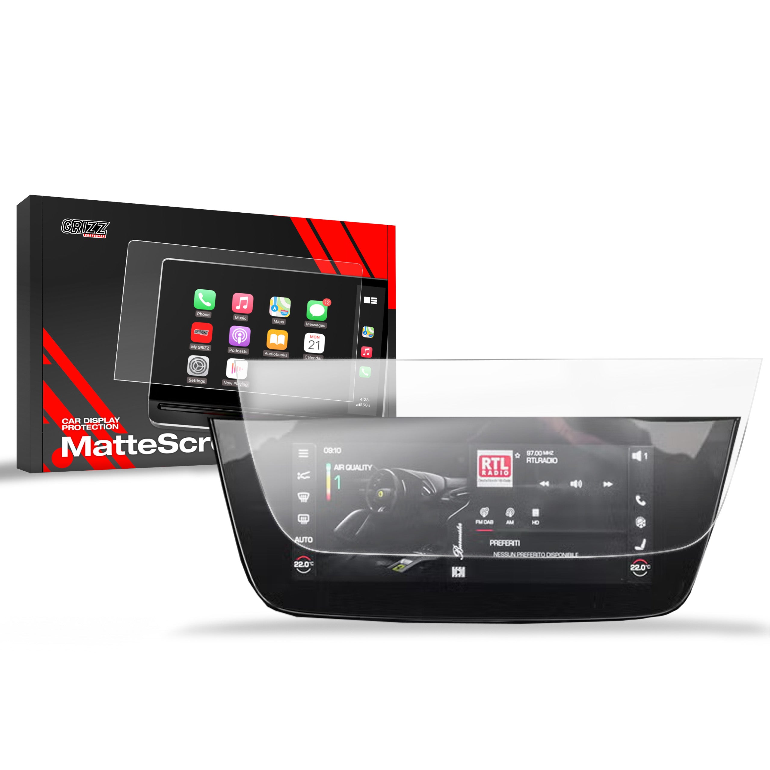 Matte Autodisplayfolie für Ferrari 12Cilindri 10,25" (2024-2026), Grizz Protector