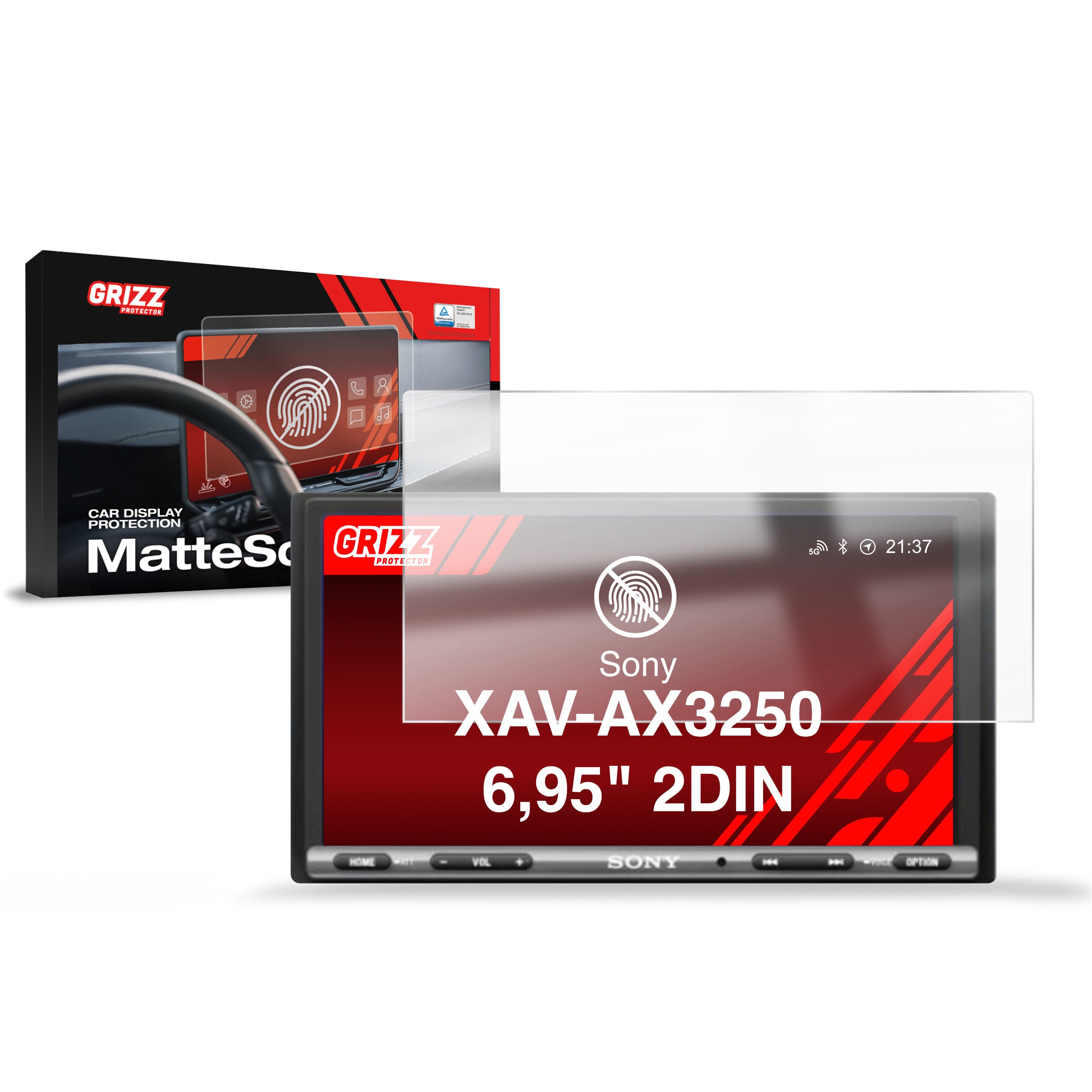 Matte Autodisplayfolie für Sony XAV-AX3250 6,95" 2DIN, Grizz Protector
