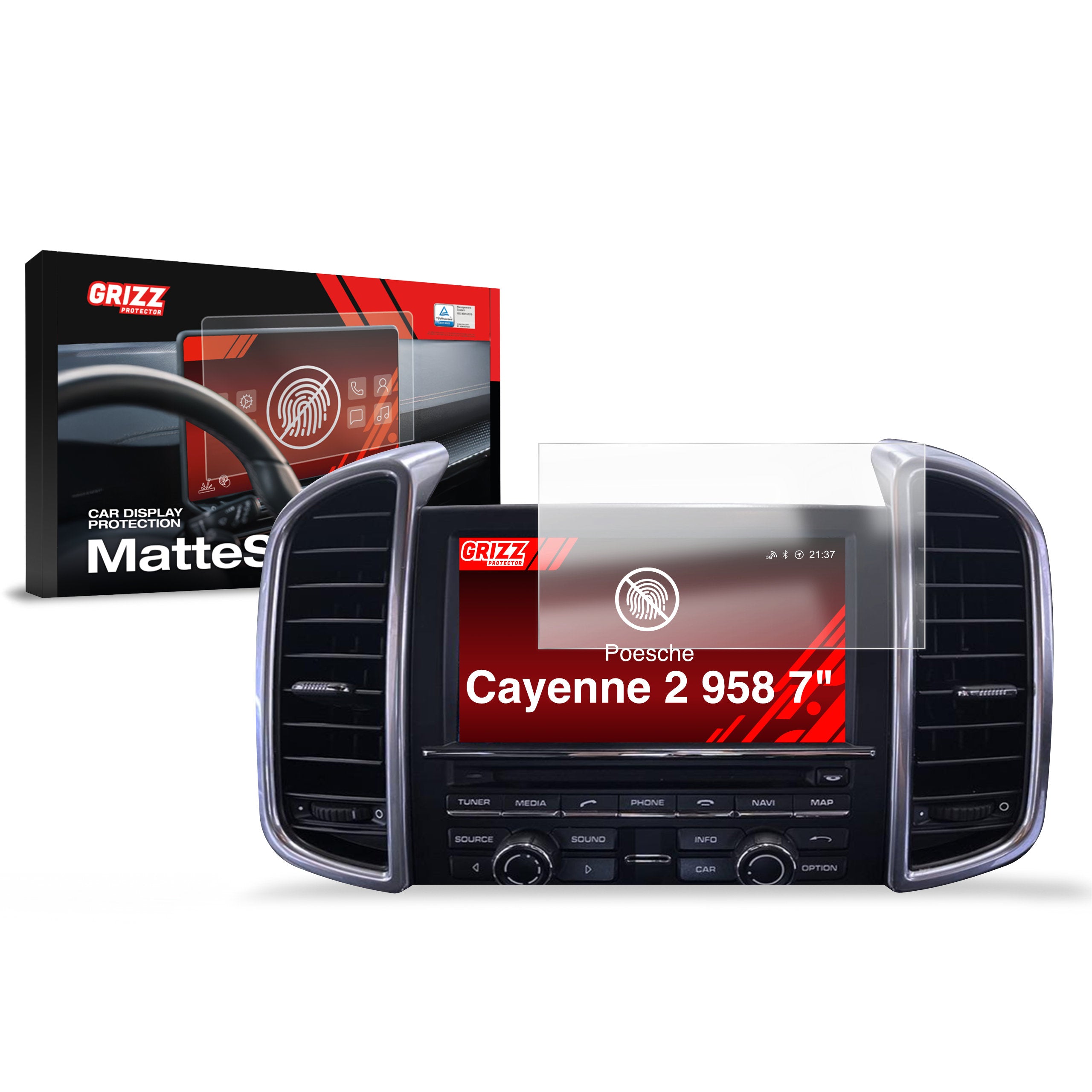 Matte Autodisplayfolie für Porsche Cayenne 2 958 (2010-2017), Grizz Protector
