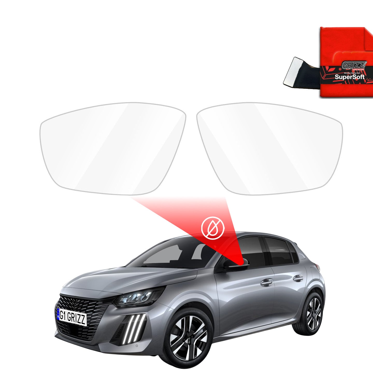 Regenschutzfolie Grizz Protector für Außenspiegel - Peugeot 208 2 (2019-2026)