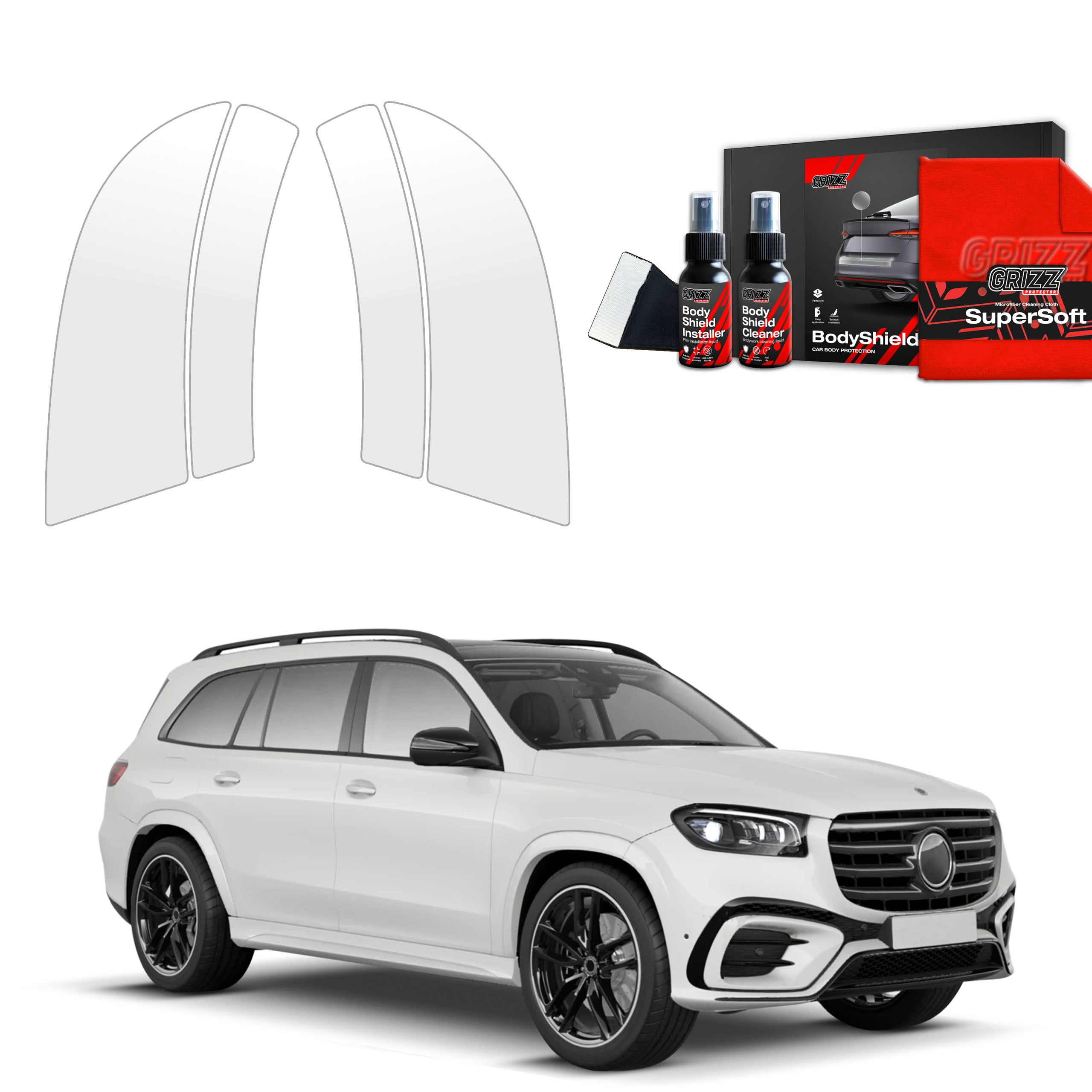 4in1 Schutzfolie Grizz Protector für hinteren & vorderen Seitenschwelle - Mercedes GLS 450d (2023-2025)