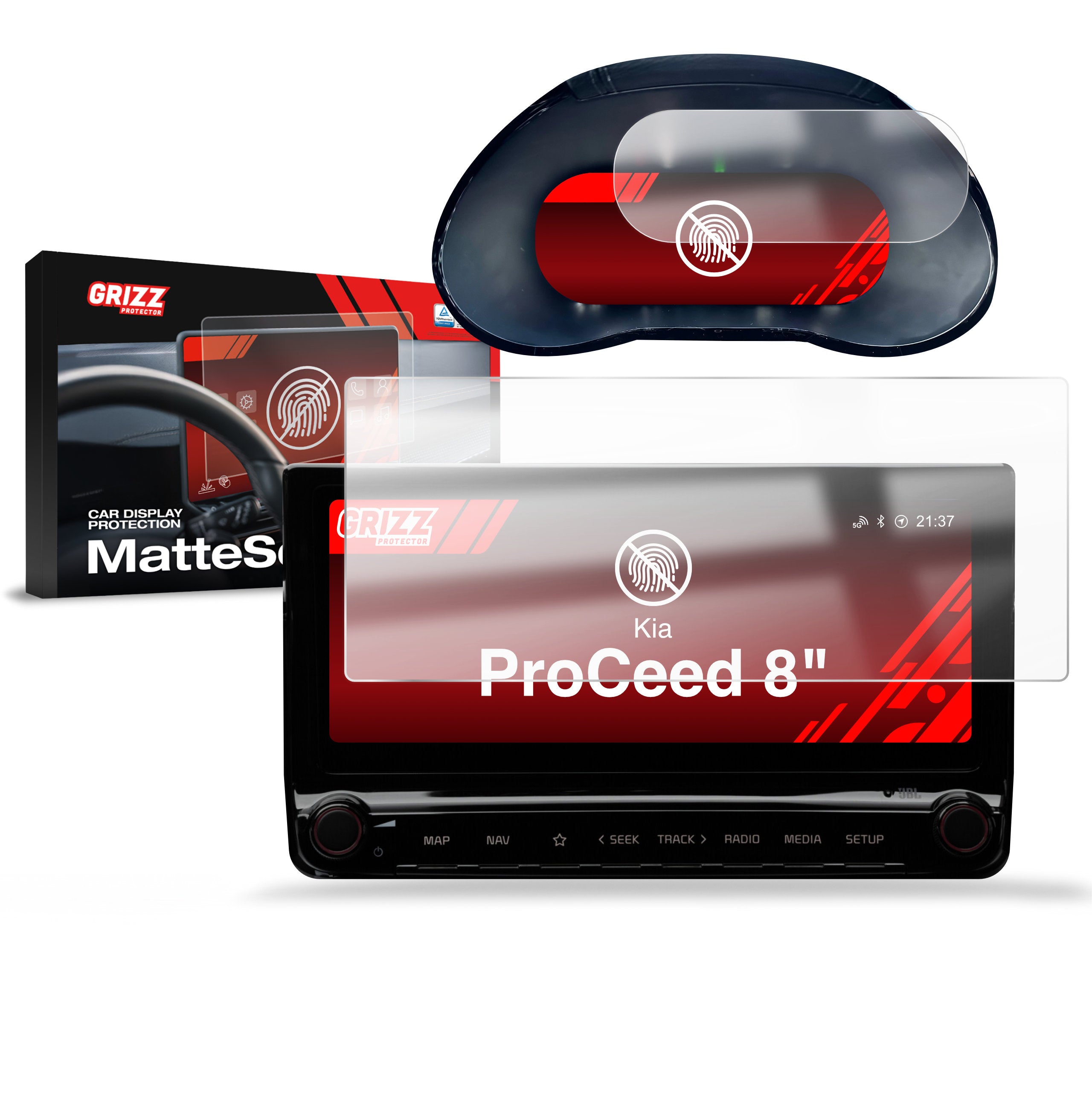 Matte Autodisplayfolie 2in1 für Kia ProCeed (2018-2024), Grizz Protector