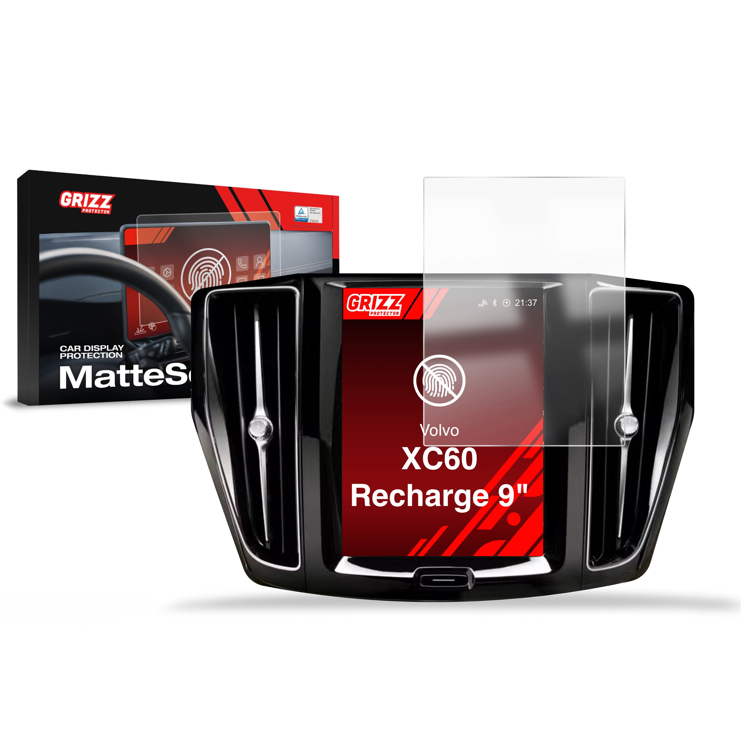 Matte Autodisplayfolie für Volvo XC60 Recharge (2020-2026), Grizz Protector