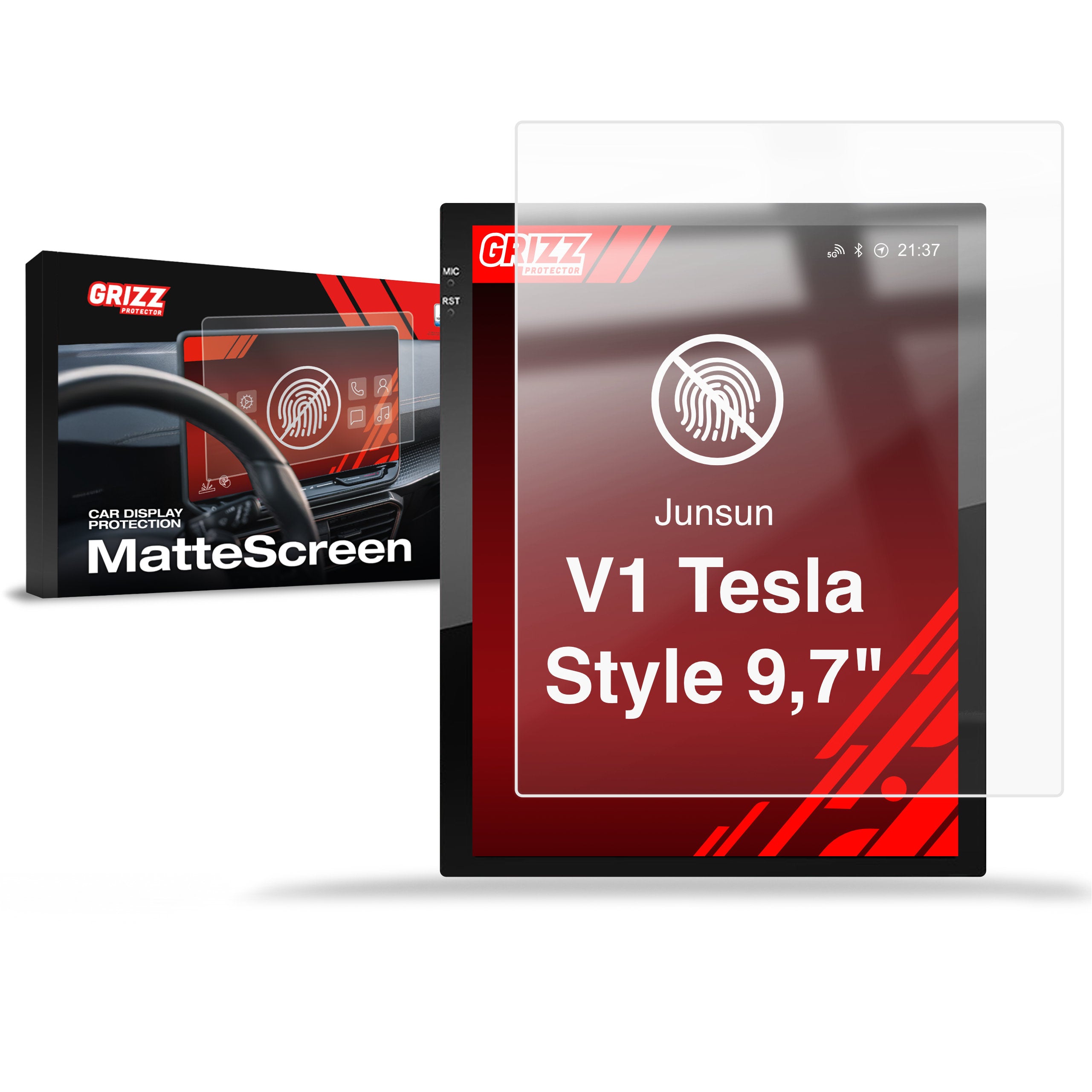 Matte Autodisplayfolie für Junsun V1 Tesla Style 9,7", Grizz Protector