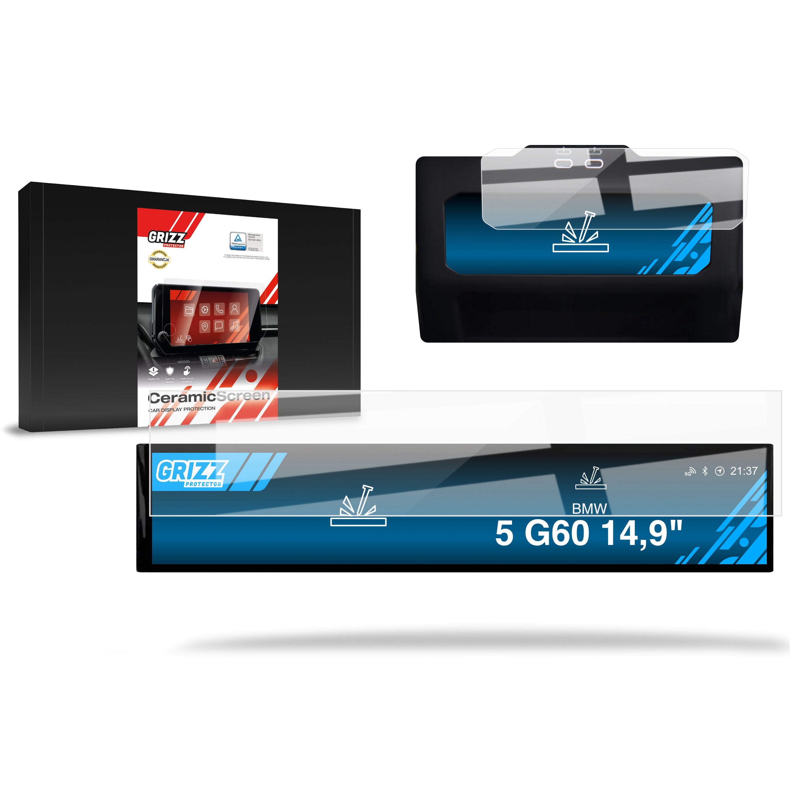 Keramische Autodisplayfolie 2in1 für BMW 5 G60 (2023-2024), Grizz Protector