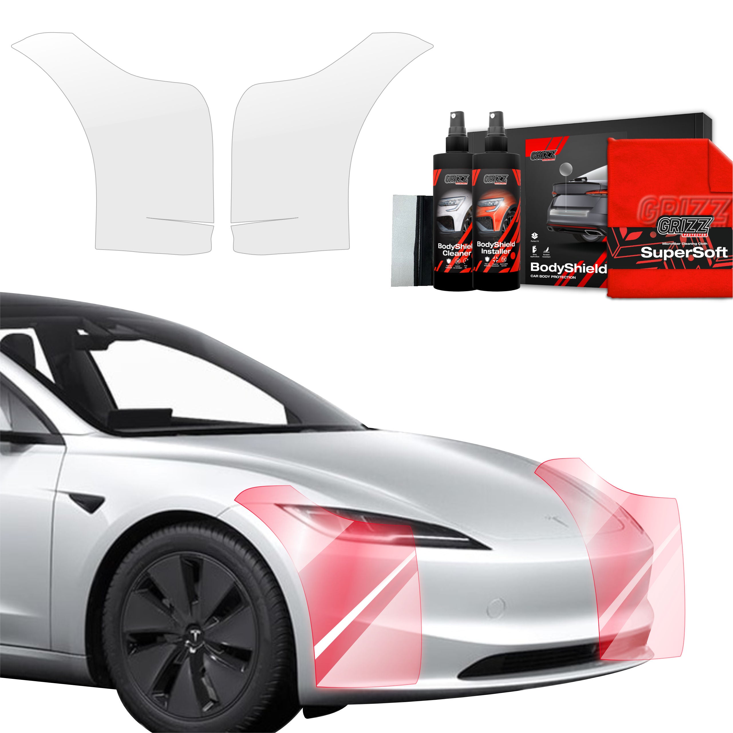 2in1 Schutzfolie Grizz Protector für Stoßstange - Tesla Model 3 (2021-2025)