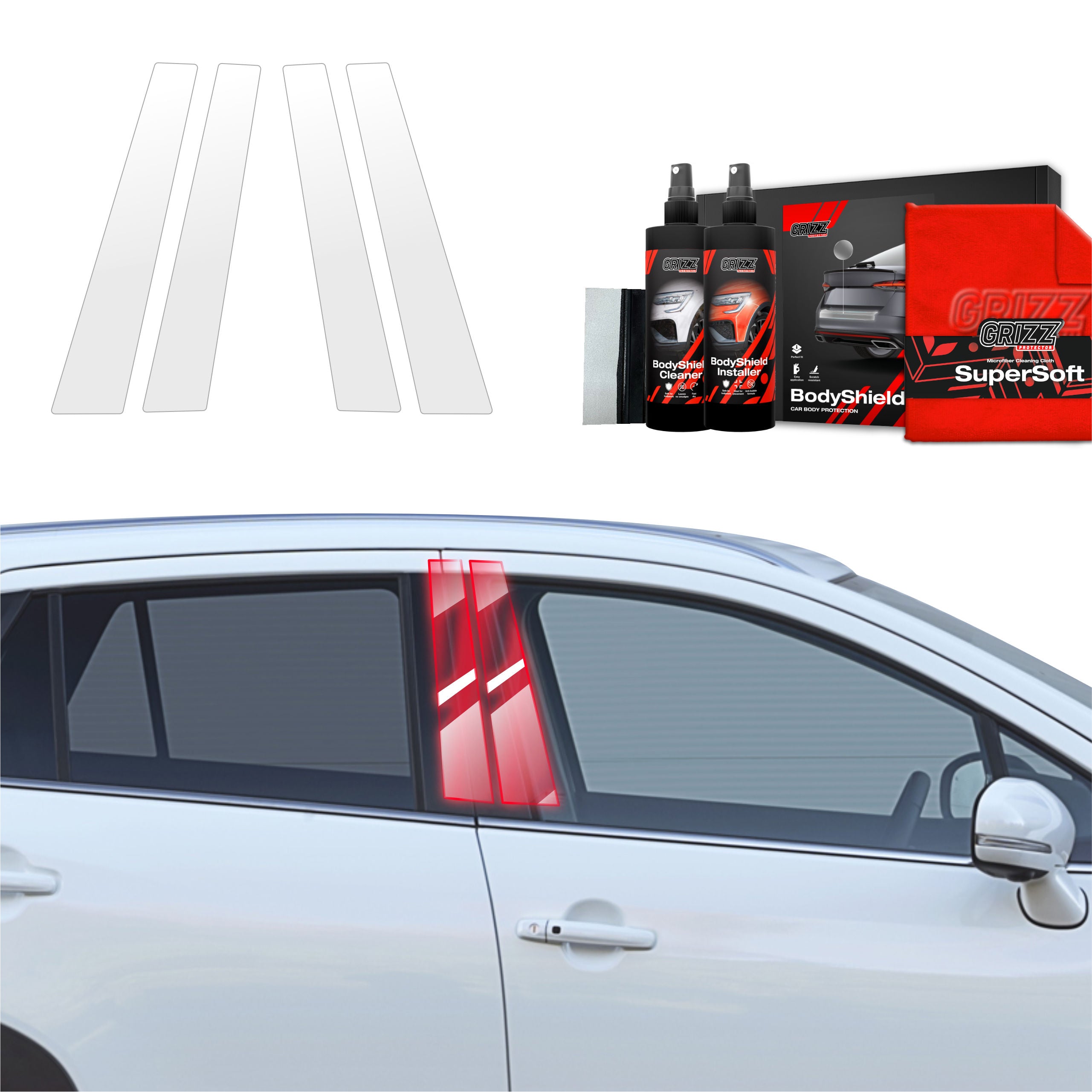 4in1 Schutzfolie Grizz Protector für B-Säule - Suzuki S-Cross (2021-2026)