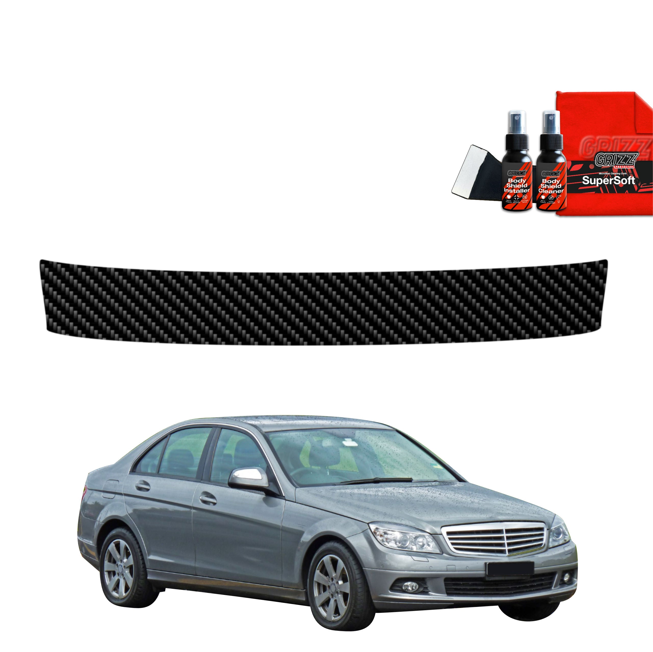Kohlenstoff Schutzfolie Grizz Protector für Ladekante - Mercedes Benz C Klasse W204 Sedan (2007-2011)