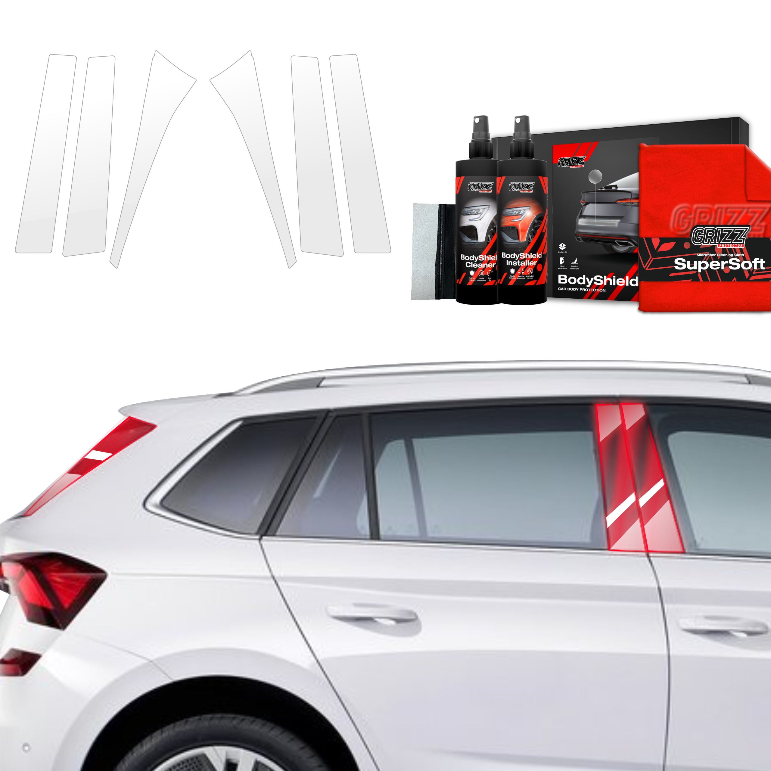 6in1 Schutzfolie Grizz Protector für B-C-Säule - Skoda Kamiq (2019-2025)