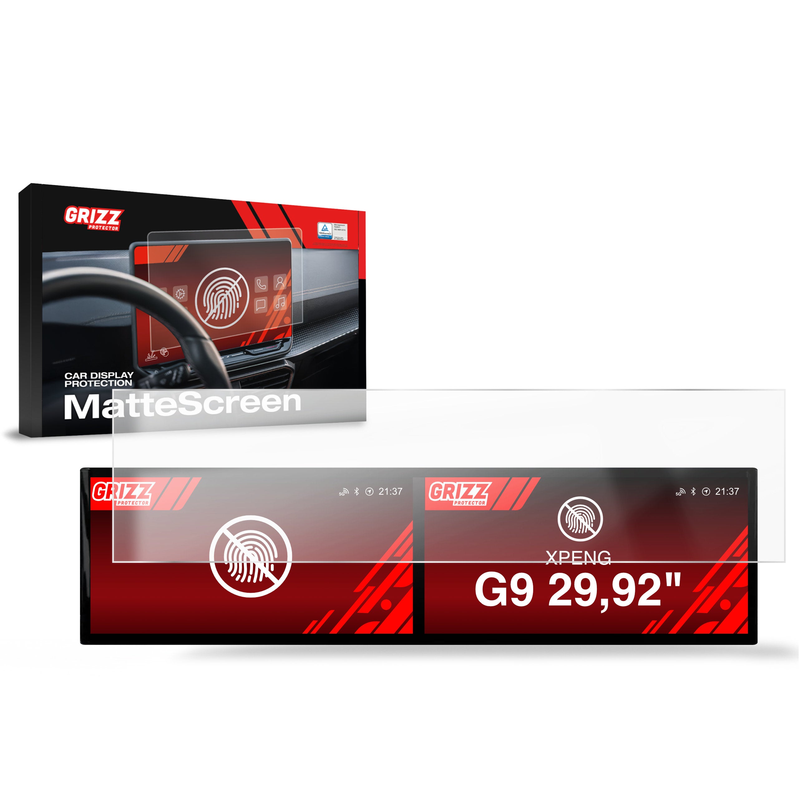 Matte Autodisplayfolie für XPENG G9 29,92" (2023-2026), Grizz Protector