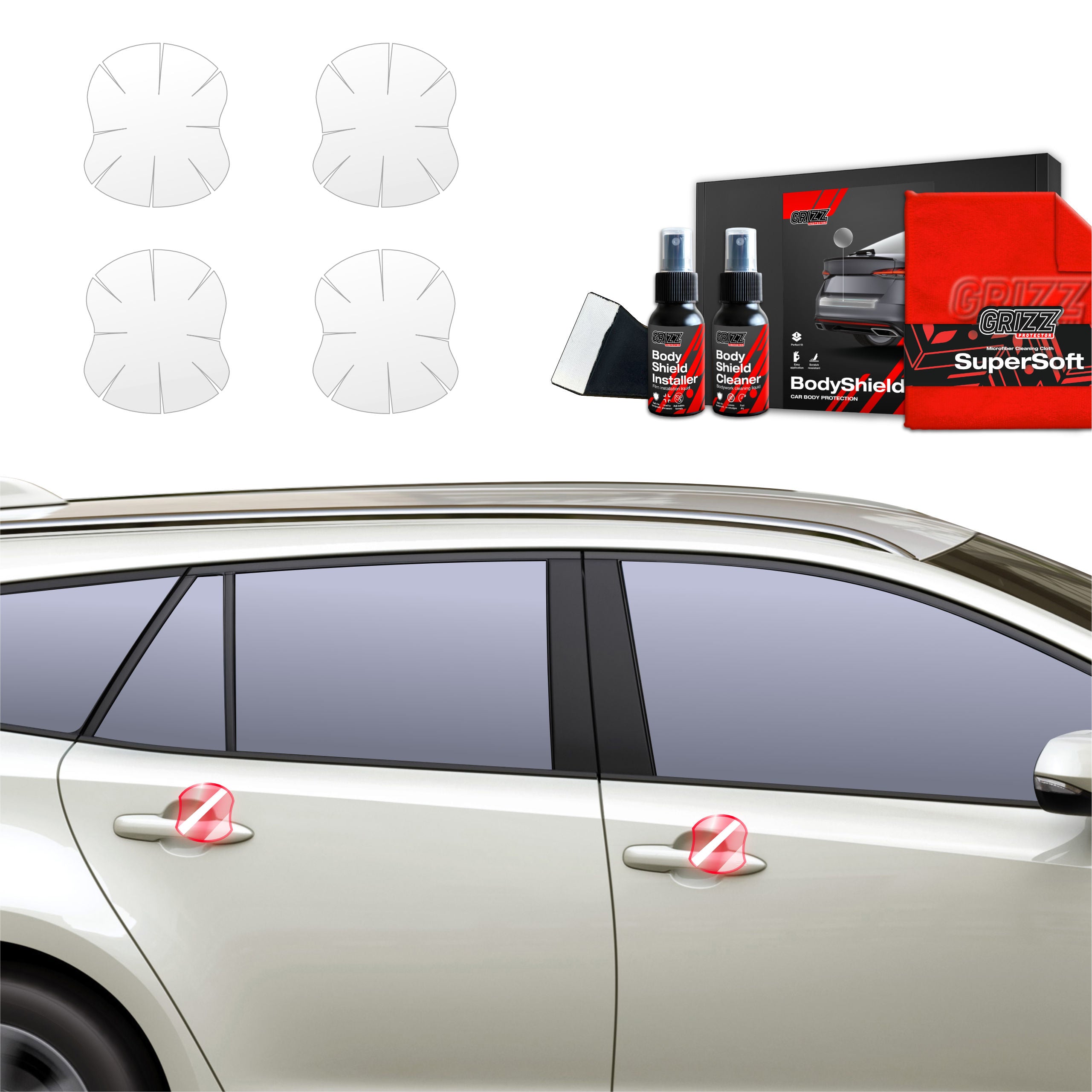 4in1 Schutzfolie Grizz Protector für Türgriffmulden - Toyota Corolla Kombi Facelift (2022-2026)